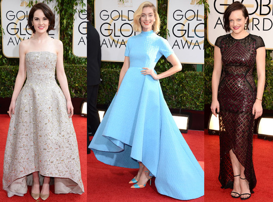 GLOBAL HIGHLOW The hi-low hemline trend is one that we thought was fading out, but apparently it's here to stay…at least for the moment. Celebs like Michelle Dockery, Caitlin FitzGerald and Elizabeth Moss all favored the hi-low trend.