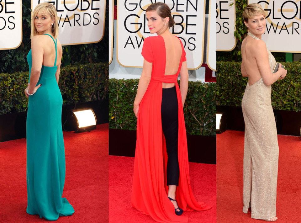 GLOBAL SEXY BACK A big trend of the evening was dresses with interesting, sexy backs. Reese Witherspoon's green Calvin Klein dress looked demure from the front, but when she turned around you could see her gown's gorgeous t-strap detailing